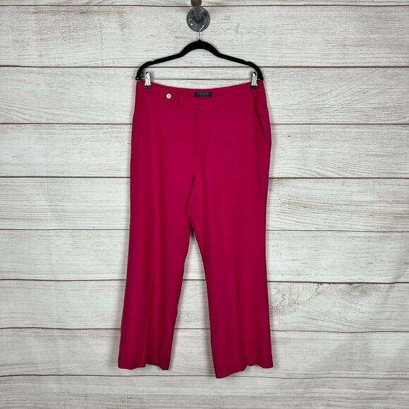 Lauren Ralph Lauren Women's Pink 100% Silk Straight Leg Pants Size 14 Petite - Picture 1 of 10